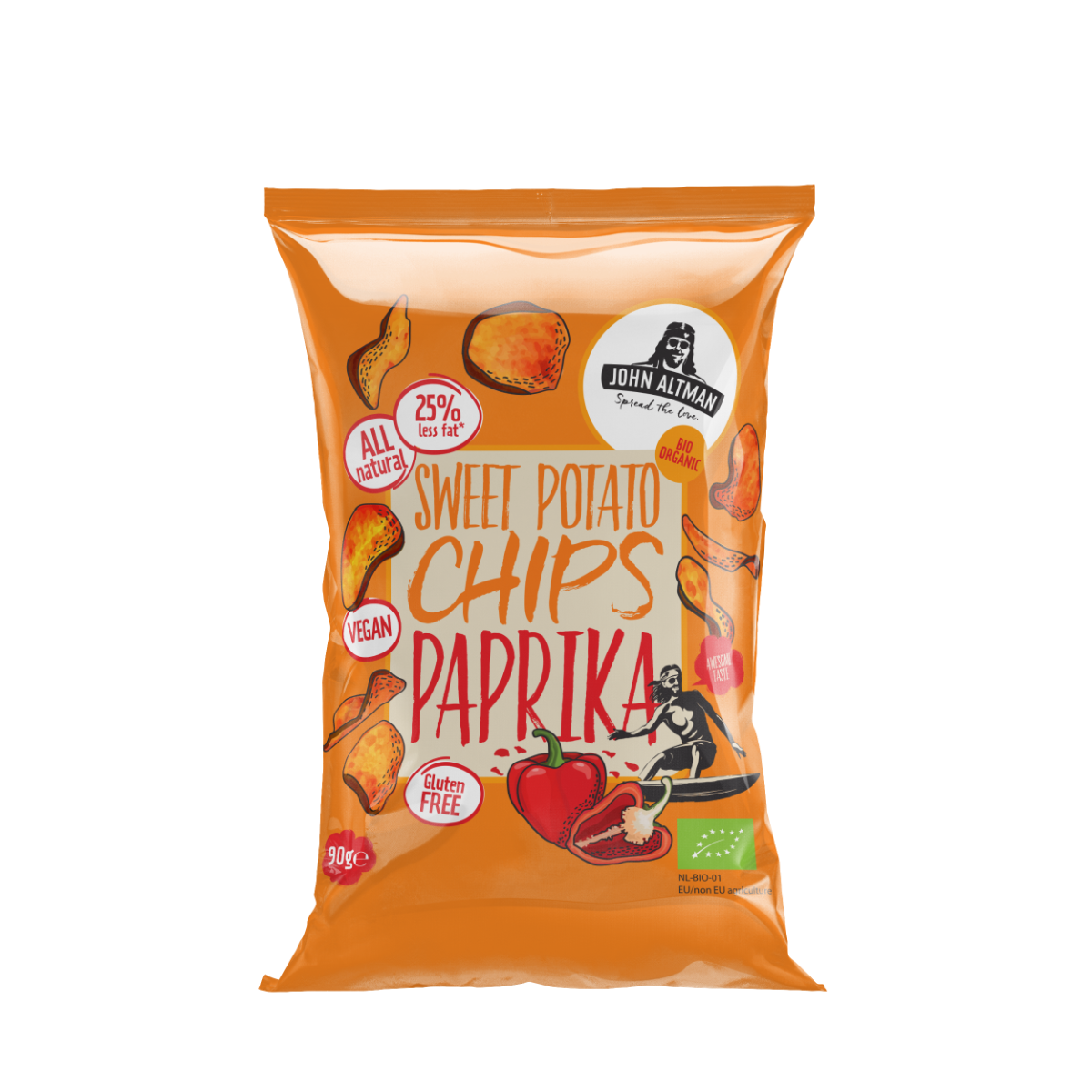 Søtpotet chips, paprika, 90 g, økologisk