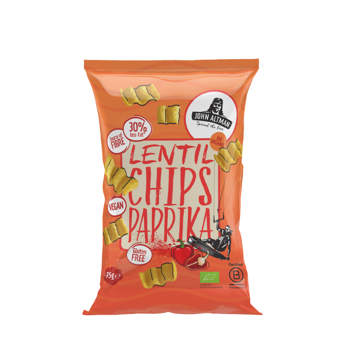 Linsechips, paprika, 75 g, økologisk