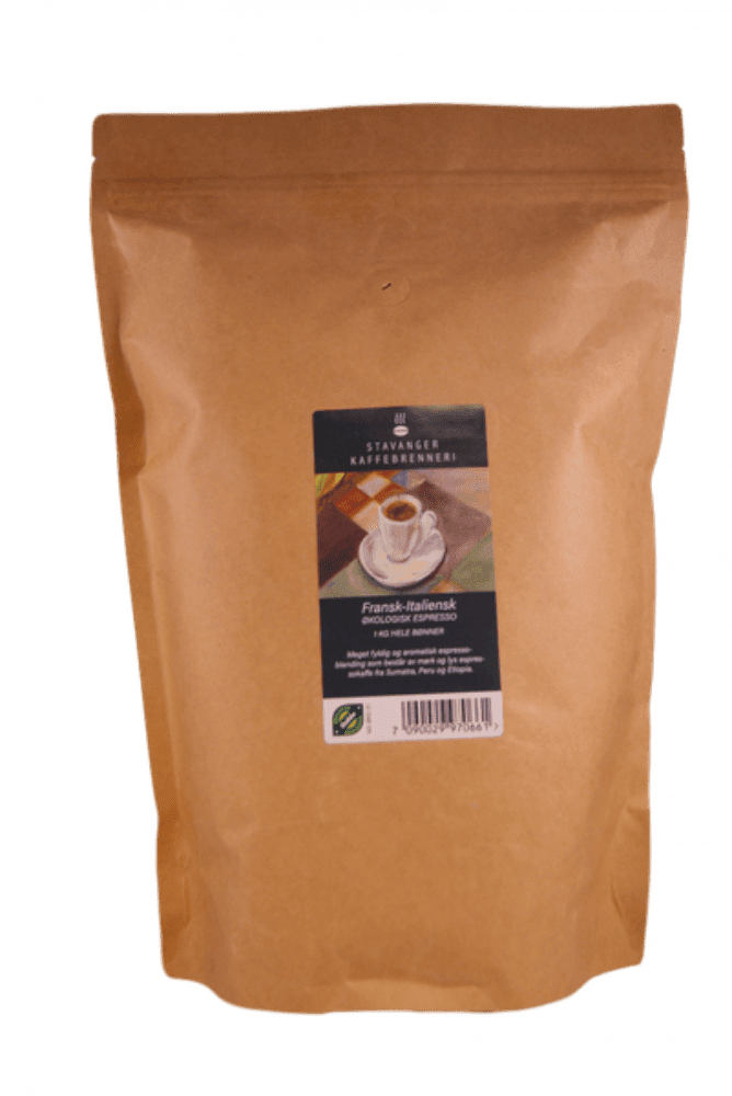Espressobønner, fransk/italiensk, 1 kg, økologisk