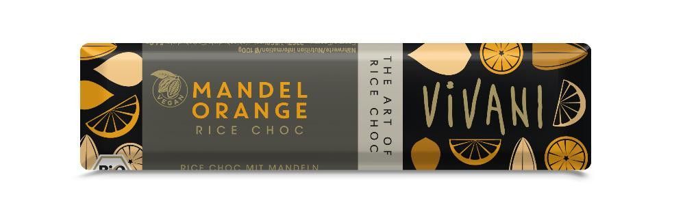 Lys sjokolade m/appelsin, 35 g, økologiosk, Vivani
