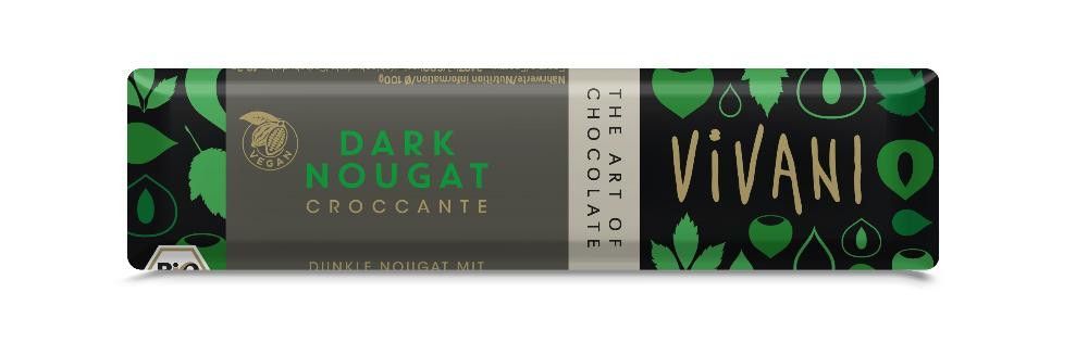 Mørk sjokolade nougat, 35 g, økologisk, Vivani