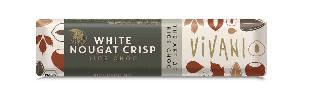 Hvit sjokolade m/hasselnøtt, 35 g, økologisk, Vivani