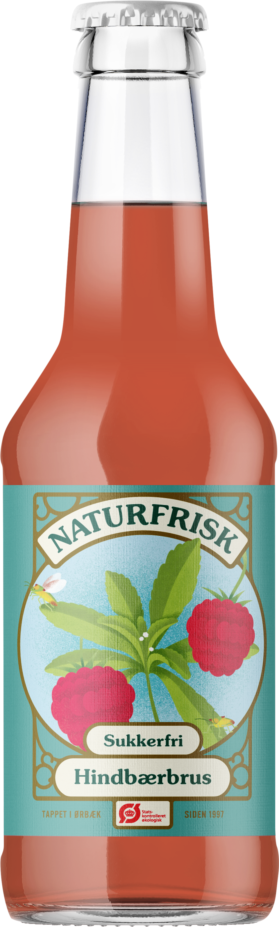 Sukkerfri bringebær brus, 250 ml, økologisk, Naturfrisk