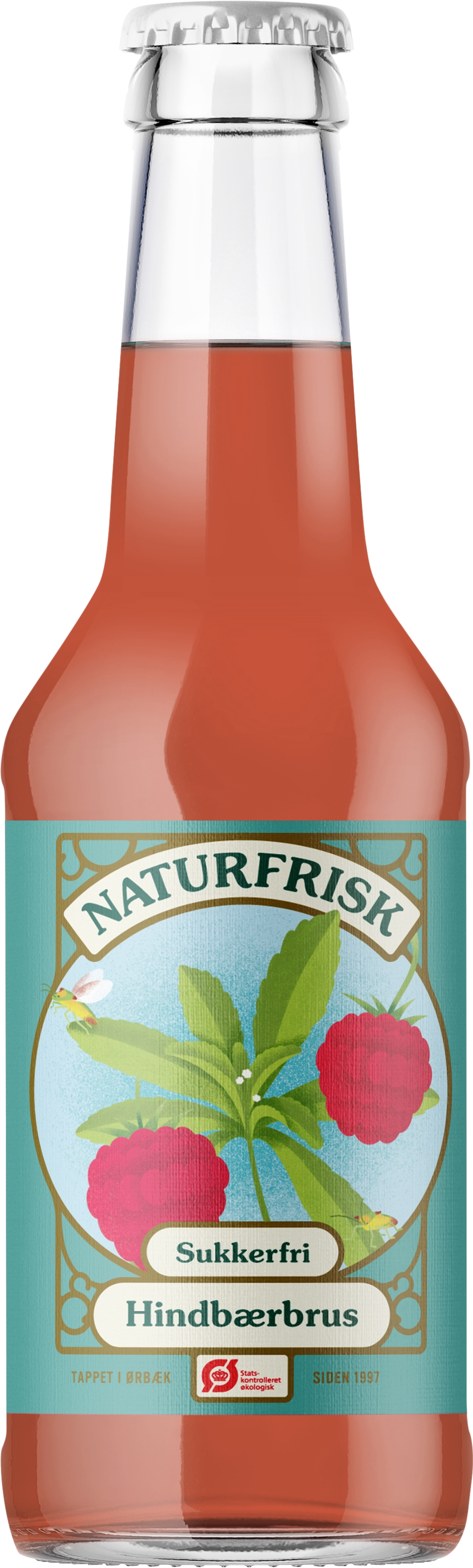Sukkerfri bringebær brus, 250 ml, økologisk, Naturfrisk