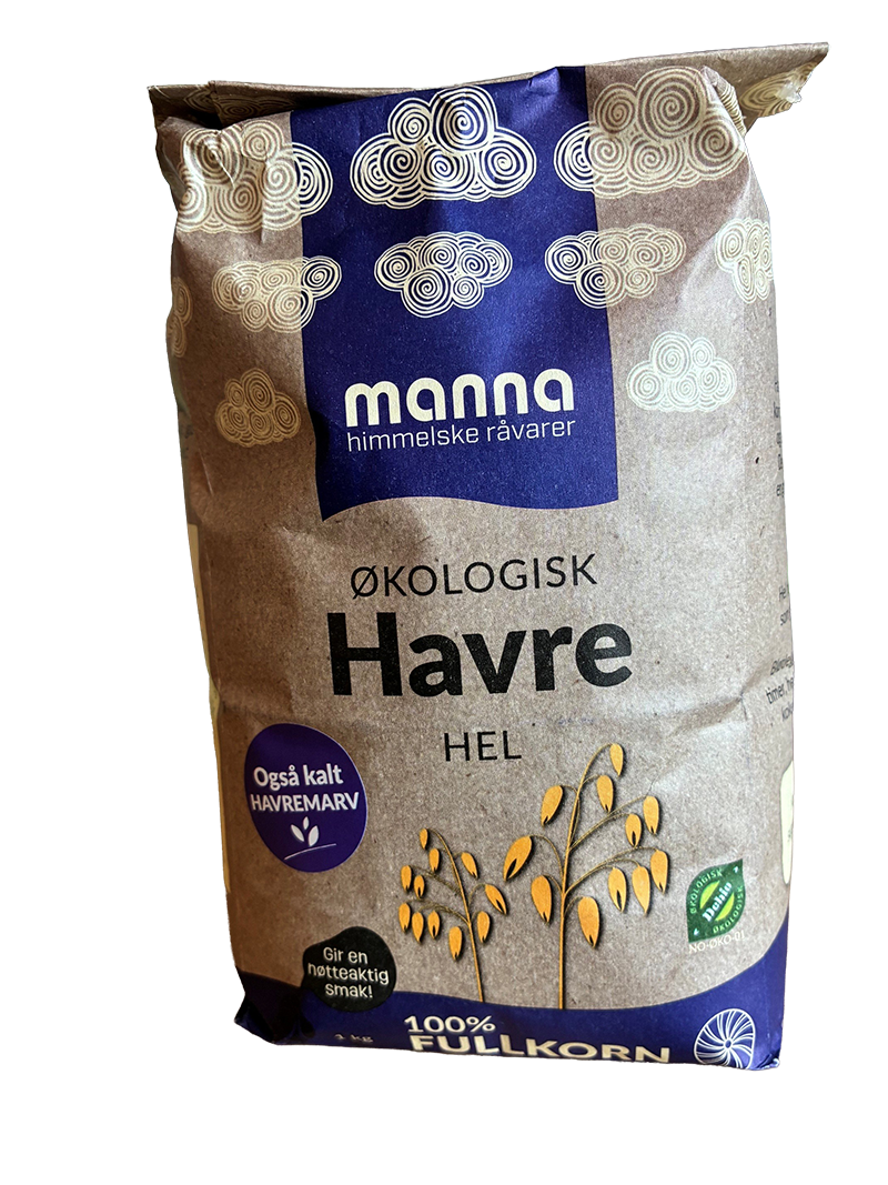 Havre hel (marv), 1 kg, økologisk, Manna