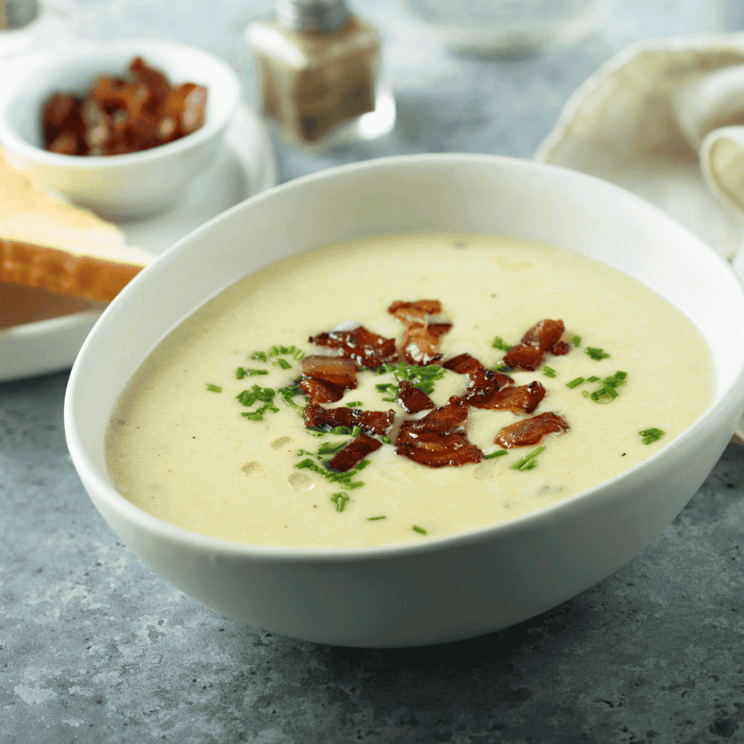 Potet- og purreløksuppe